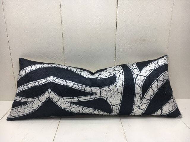 Handwoven Ikat Lumbar Pillow Cover, Silk & Cotton, 10x24 - image 1