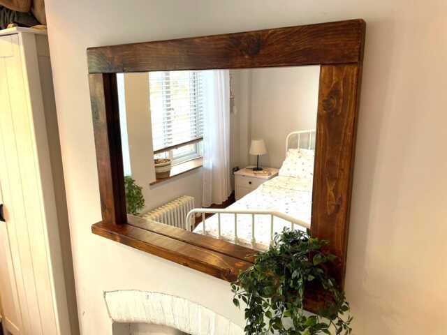 Handmade Rustic Wood Mirror Georgian Mahogany Waxed Finish, Farmhouse D??cor - image 1