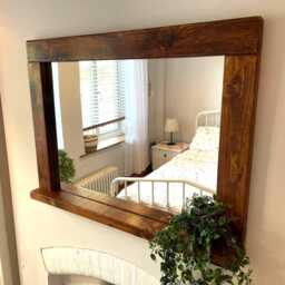 Handmade Rustic Wood Mirror Georgian Mahogany Waxed Finish, Farmhouse D??cor - thumbnail 2