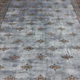 8x11 Gray Color 3 Ply Bokhara Rug - 2.00x3.00 Triple Pile Bedroom Turkish Extra Thick Afghan - thumbnail 3