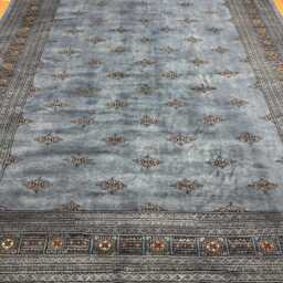 8x11 Gray Color 3 Ply Bokhara Rug - 2.00x3.00 Triple Pile Bedroom Turkish Extra Thick Afghan - thumbnail 2