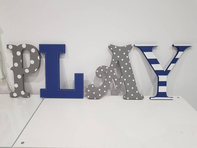 Wooden Letters Play, Play Room Decor, Kid's Room, Nursery - Wall Letters Various Colours & Finishes, 30cm High - image 1