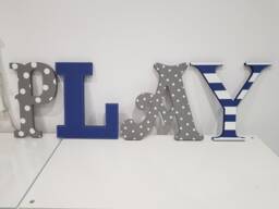 Wooden Letters Play, Play Room Decor, Kid's Room, Nursery - Wall Letters Various Colours & Finishes, 30cm High - thumbnail 1