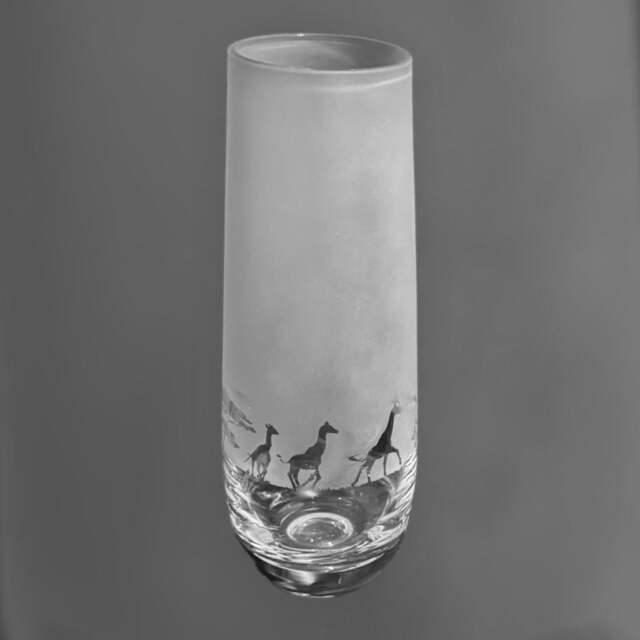 Giraffe Vase - 15cm Crystal Glass Bud Vase With Giraffe Frieze Design - image 1