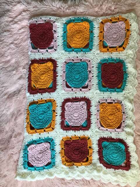 Crochet Cat Blanket, Baby Granny Squares Lap Cats - image 1