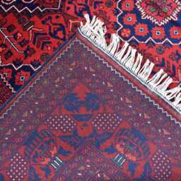 7??10 Ft Afghan Handmade Wool Carpet, Geometric Red Rug, Carpet For Living Room - thumbnail 4