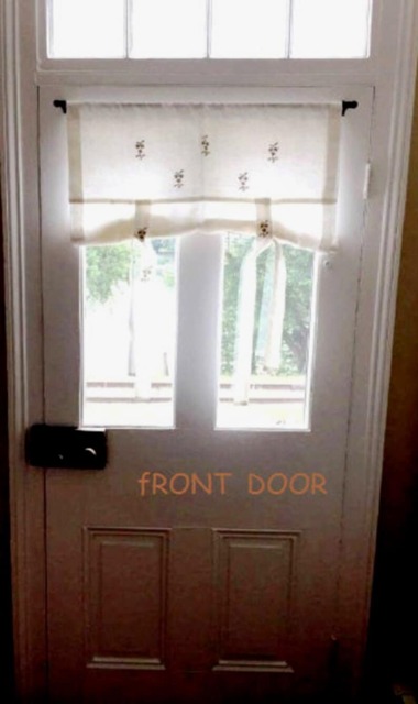 Irish Linen Tie Up Shade For Door , Blind Hand Embroidered, Oak Tie Curtain - image 1