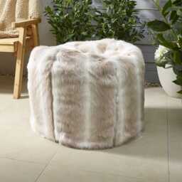 Grey Stripe Faux Fur Beanbag Large Reindeer Design - thumbnail 3