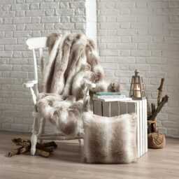 Grey Stripe Faux Fur Beanbag Large Reindeer Design - thumbnail 4
