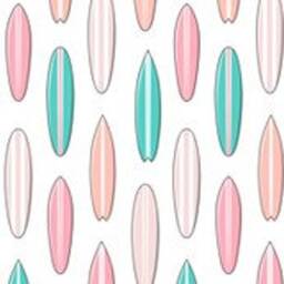 Organic Sweet Pink Turquoise White Surfing Fitted Crib Sheets, Toddler Nursery Bedding, Flat Beach, Palm Cali, Girl - thumbnail 1