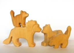Lion Family, Wooden Lion, Lioness & Two Cubs, Waldorf Toys - thumbnail 1