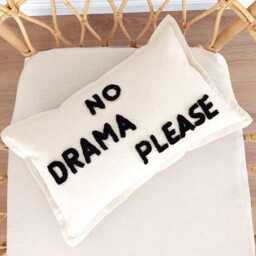 No Drama Please Embroidered Linen Pillow Cover Boho Home Decor - thumbnail 3