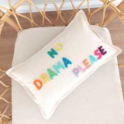No Drama Please Embroidered Linen Pillow Cover Boho Home Decor - thumbnail 2