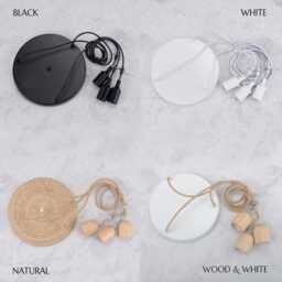 Cluster Pendant Kit Cable Set Rattan Rope White Black Hardwired Ceiling Canopy Light Fixture