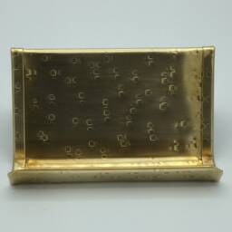 Hammered Brass Business Card Holder Modern Desk Decor - thumbnail 4