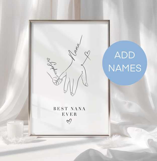 Personalised Nana Print - A4 Custom Grandparent Line Art Gift From Grandchildren Family Wall Art - image 1