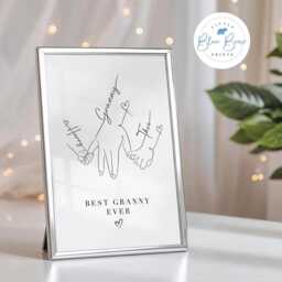 Personalised Nana Print - A4 Custom Grandparent Line Art Gift From Grandchildren Family Wall Art - thumbnail 3
