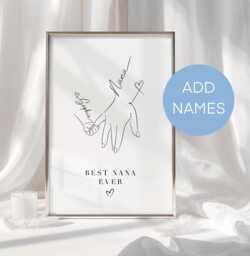 Personalised Nana Print - A4 Custom Grandparent Line Art Gift From Grandchildren Family Wall Art - thumbnail 1