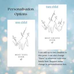Personalised Nana Print - A4 Custom Grandparent Line Art Gift From Grandchildren Family Wall Art - thumbnail 2