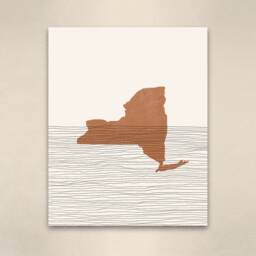 Boho Decor - New York Mid Century Wall Art, Minimalist Art & Abstract Print, State Map Print - thumbnail 2