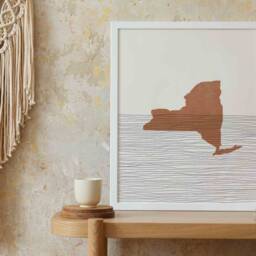 Boho Decor - New York Mid Century Wall Art, Minimalist Art & Abstract Print, State Map Print - thumbnail 3
