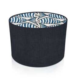 Handmade Velour Ink Lampshade, Navy Exterior, Mackerel Fish Interior - thumbnail 1