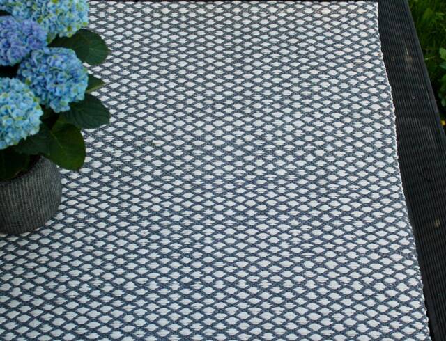 Handwoven Cotton Rug Runner Light Gray Geometric Area - image 1