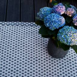 Handwoven Cotton Rug Runner Light Gray Geometric Area - thumbnail 3