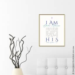 Boy Baptism Gift - I Am His, Wall Art Sign Printable Personalized Name & Date, Great As Custom For Your Teen, Nursery Or Baby 40274 - thumbnail 2