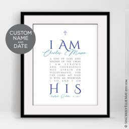 Boy Baptism Gift - I Am His, Wall Art Sign Printable Personalized Name & Date, Great As Custom For Your Teen, Nursery Or Baby 40274 - thumbnail 3