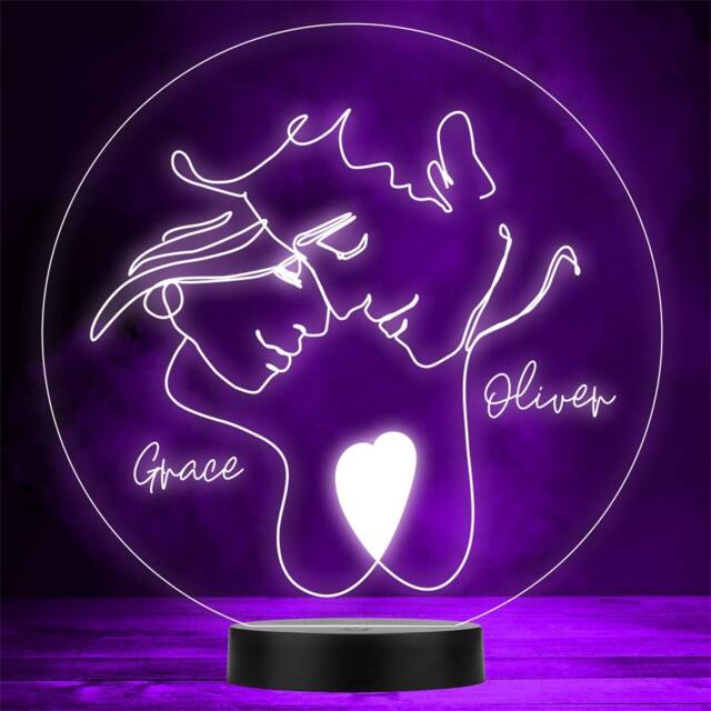 In Love Line Art Valentine's Day Personalised Gift Colour Changing Night Light - image 1
