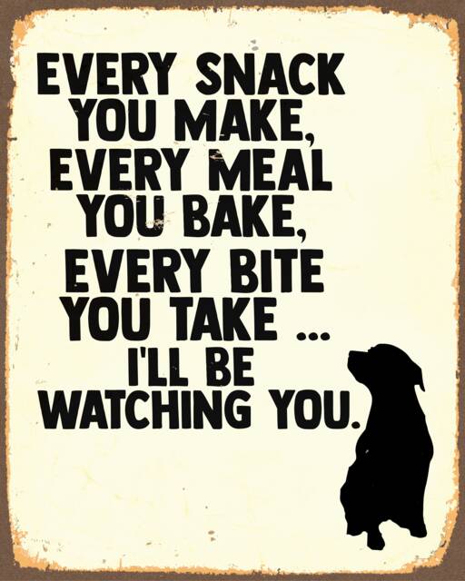 Every Snack You Make Every Meal Watching Pet Dog Enamel Metal Tin Sign Wall Plaque