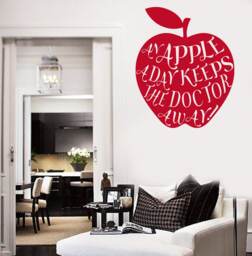 Wall Vinyl Decal An Apple A Day Keeps Doctor Away Decor For Living Room - #2606Dn - thumbnail 1