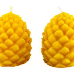 Candle Made Of 100% Beeswax Pine Cones Golden Yellow Handmade Quality Wick From Germany Honey Scent Natural Candle Pure - thumbnail 3