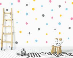 Hand Drawn Polka Dot Wall Stickers Kids Room Decor, 136 Fabric Decals - thumbnail 1