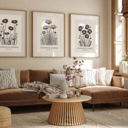 Neutral Wall Prints, Botanical Bedroom Line Art, Home Decor, Hand Drawn Plants, Set Of 3 Prints A2 A1 - thumbnail 2