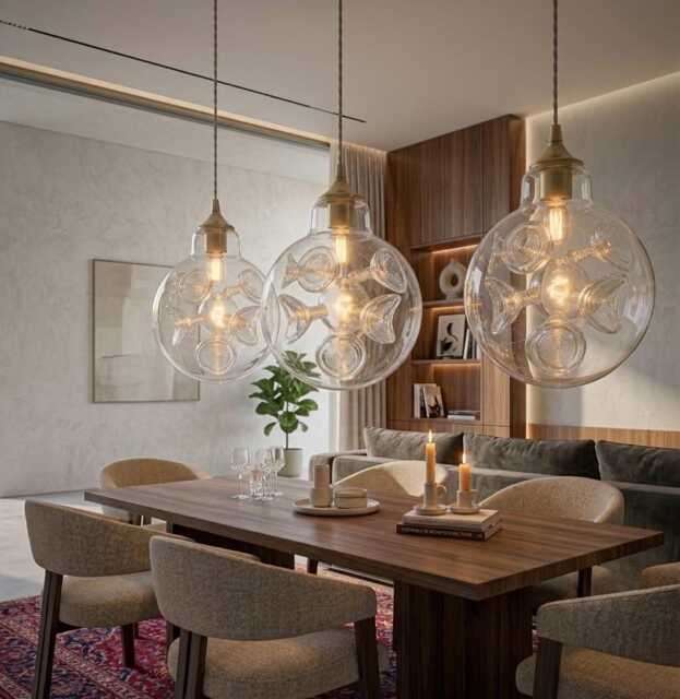 Double Layer Bubble Clear Pendant Light For Kitchen Island - image 1