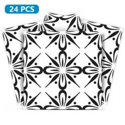Tiles Decals Set Of 24 Black & White Home Design Decoration Wall Stickers Mexican Tile Decal Kitchen Bathroom Bkw2 - thumbnail 1
