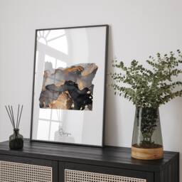 Oregon Map Black & Gold Wall Art Print Us State - Usa United States Of America - thumbnail 1