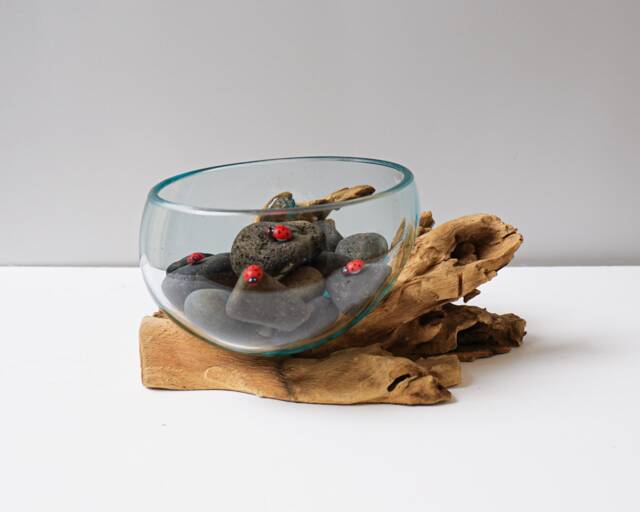 Blown Glass Large, Melted Glass, Molten Terrarium, Vase, Hand Recycled Succulent Planter, Memorial Gift, Birthday Gift - image 1