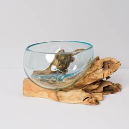 Blown Glass Large, Melted Glass, Molten Terrarium, Vase, Hand Recycled Succulent Planter, Memorial Gift, Birthday Gift - thumbnail 3