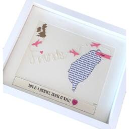 Map Print Custom Travel Map Artwork Friendship Gift For Best Friend Leaving Or Emigrating Location Personalised Pink - thumbnail 3