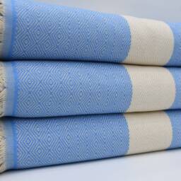 "Turkish Bedspread, Turquoise Blanket, Beach Throw, 79""x95" - thumbnail 2