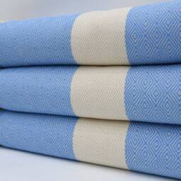 "Turkish Bedspread, Turquoise Blanket, Beach Throw, 79""x95" - thumbnail 3