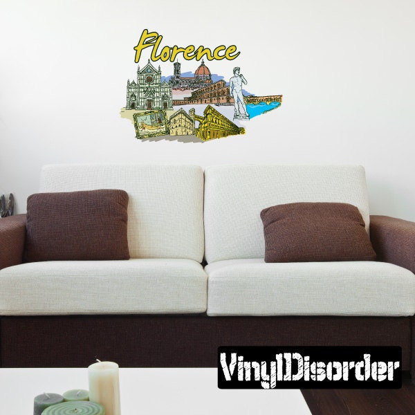 Famous City Florence Wall Decal - Fabric Vinyl Removable & Reusable Famouscityuscolor062Et