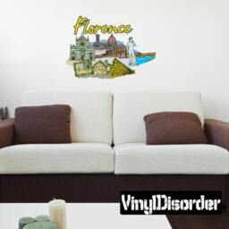 Famous City Florence Wall Decal - Fabric Vinyl Removable & Reusable Famouscityuscolor062Et