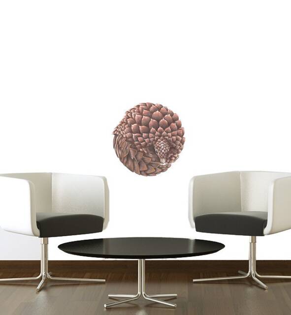 Pangolin Curled Up Wall Sticker Decal - Kids Stickers, Animals Childrens Decals, Art, Room, Girl, Boy