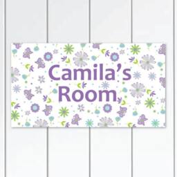 Butterfly Garden Party Purple Bedroom & Baby Nursery Kids Door Sign Wall Art - thumbnail 1