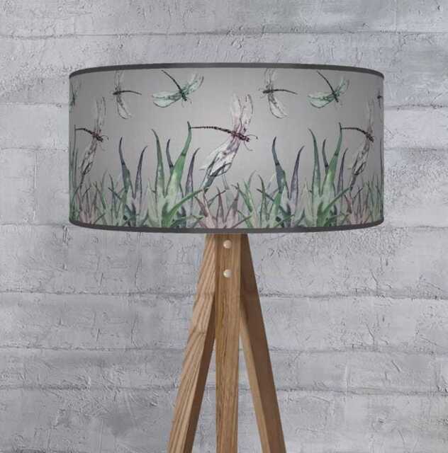 Dragonfly Lampshade Grey Green Floral Pendant Light Shade Handmade Ceiling Lighting Decor - image 1