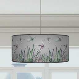 Dragonfly Lampshade Grey Green Floral Pendant Light Shade Handmade Ceiling Lighting Decor - thumbnail 3